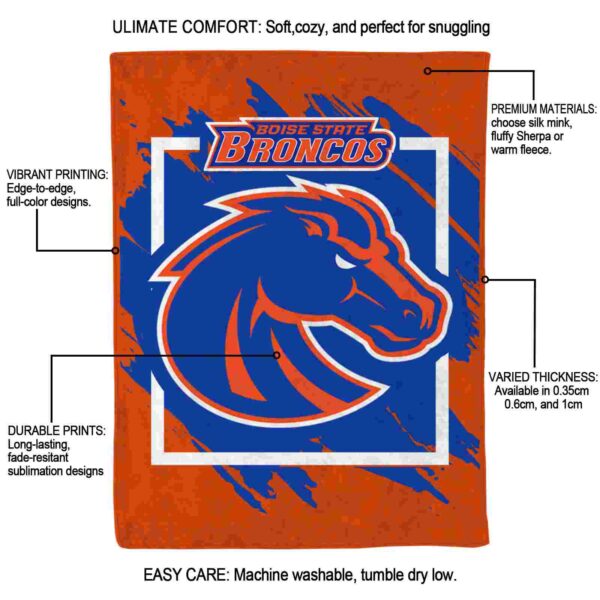 boise state broncos splatter effect orange blanket new arrival