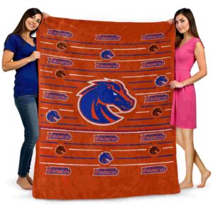 boise state broncos striped pattern orange blanket fashion forward
