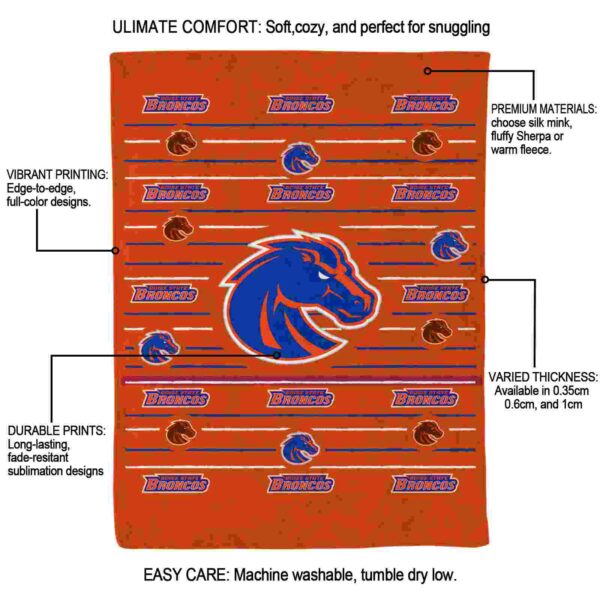 boise state broncos striped pattern orange blanket new arrival