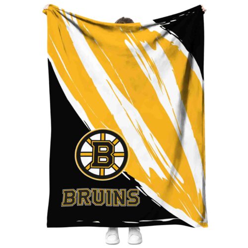boston bruins brushstrokes gold white blanket best selling