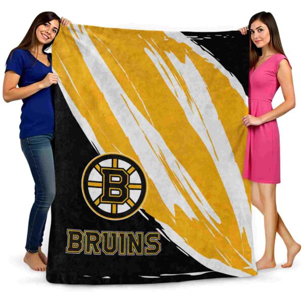 boston bruins brushstrokes gold white blanket fashion forward