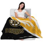 boston bruins brushstrokes gold white blanket latest model