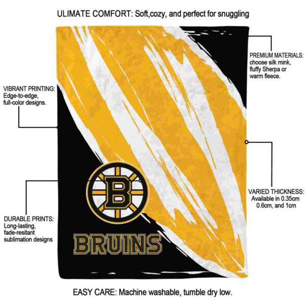 boston bruins brushstrokes gold white blanket new arrival