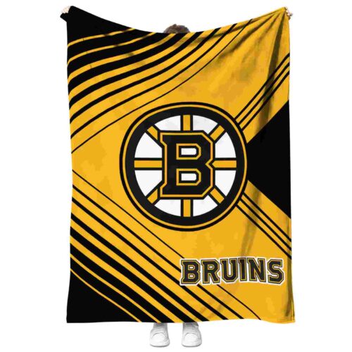 boston bruins diagonal stripes gold blanket best selling