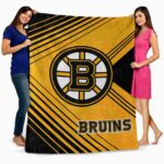 boston bruins diagonal stripes gold blanket best selling