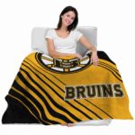 boston bruins diagonal stripes gold blanket best selling
