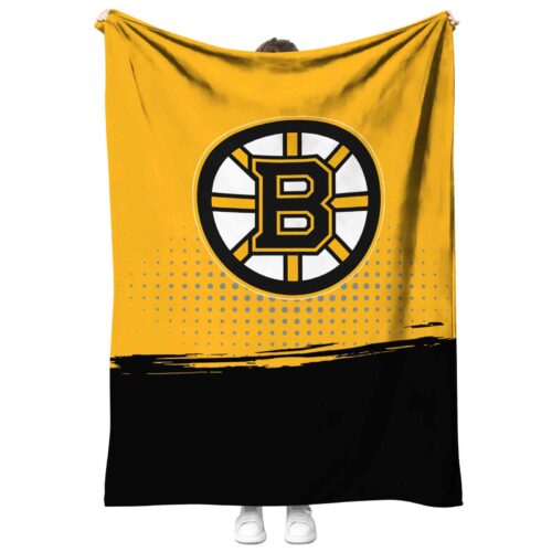 boston bruins gradient dots gold blanket best selling