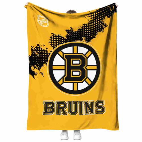 boston bruins grunge texture gold blanket best selling