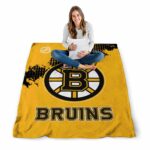 boston bruins grunge texture gold blanket high quality