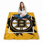 boston bruins splatter effect gold blanket high quality