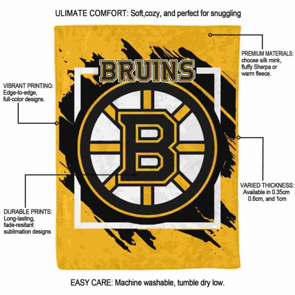 boston bruins splatter effect gold blanket new arrival