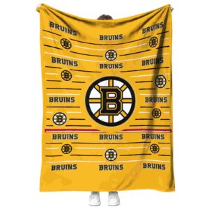 boston bruins striped pattern gold blanket best selling