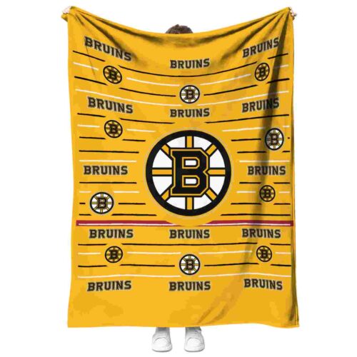 boston bruins striped pattern gold blanket best selling