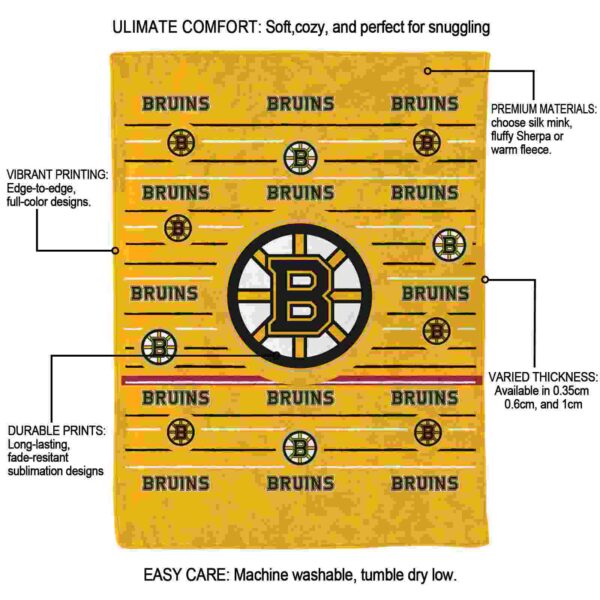 boston bruins striped pattern gold blanket new arrival