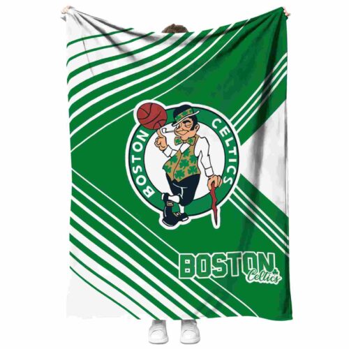 boston celtics diagonal stripes green blanket best selling