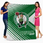 boston celtics diagonal stripes green blanket best selling