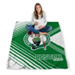 boston celtics diagonal stripes green blanket best selling