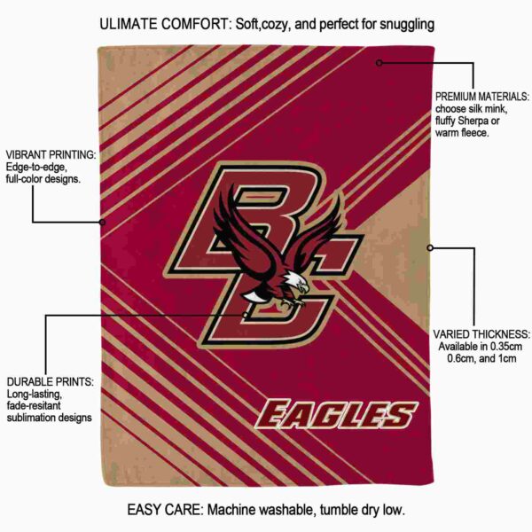 boston college eagles diagonal stripes maroon blanket new arrival