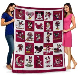 boston college eagles mickey minnie maroon white blanket fashion forward