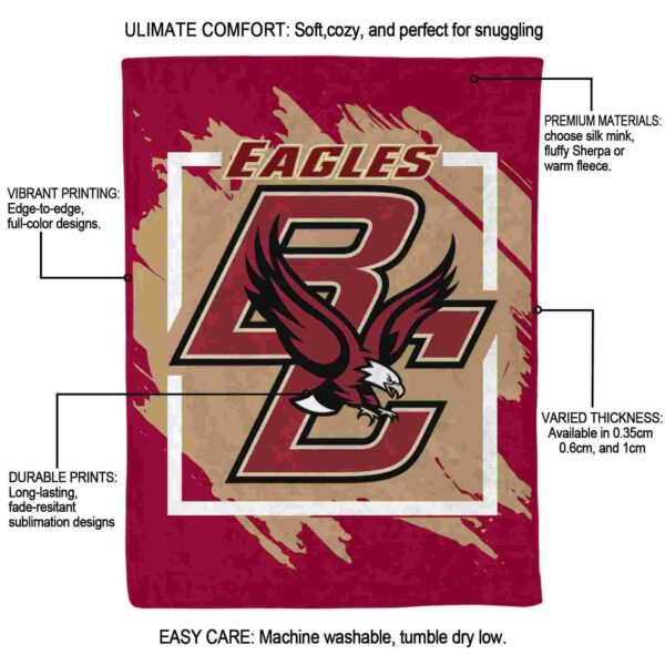 boston college eagles splatter effect maroon blanket new arrival