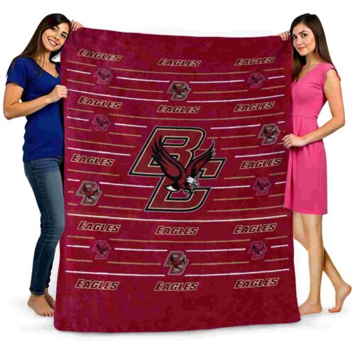 boston college eagles striped pattern maroon blanket fashion forward