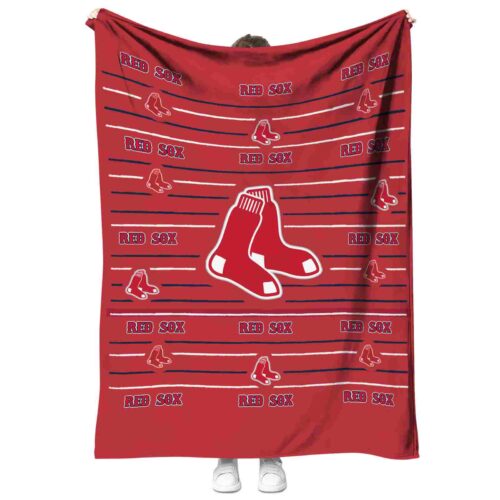 boston red sox striped pattern red blanket best selling