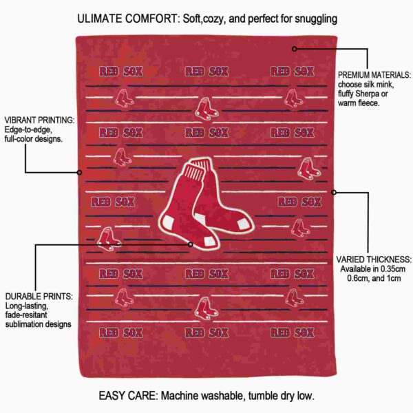 boston red sox striped pattern red blanket new arrival