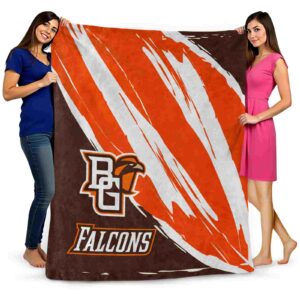 bowling green falcons brushstrokes orange white blanket fashion forward