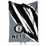 brooklyn nets brushstrokes black white blanket best selling