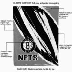 brooklyn nets brushstrokes black white blanket best selling