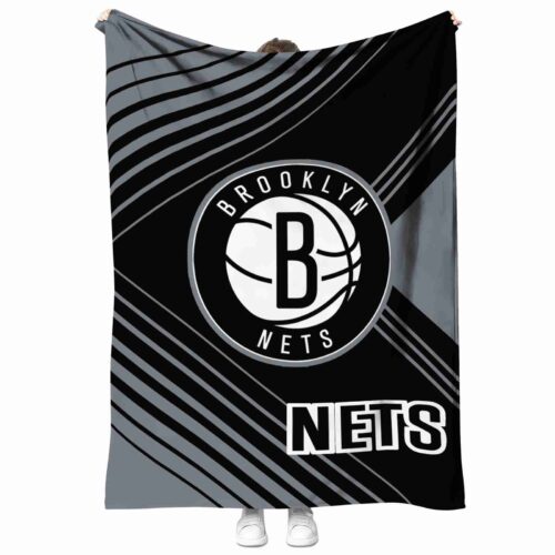 brooklyn nets diagonal stripes black blanket best selling