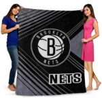 brooklyn nets diagonal stripes black blanket best selling
