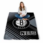 brooklyn nets diagonal stripes black blanket best selling
