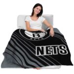brooklyn nets diagonal stripes black blanket best selling