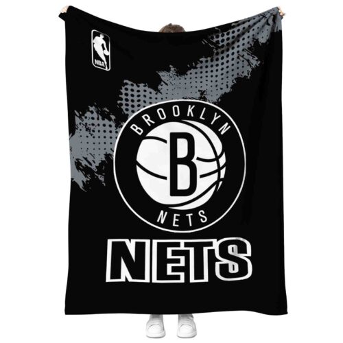 brooklyn nets grunge texture black blanket best selling