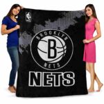 brooklyn nets grunge texture black blanket best selling