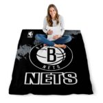 brooklyn nets grunge texture black blanket best selling