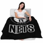 brooklyn nets grunge texture black blanket best selling
