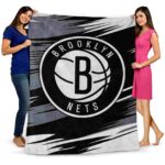 brooklyn nets paint streaks black white blanket best selling