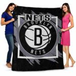 brooklyn nets splatter effect black blanket best selling
