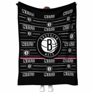 brooklyn nets striped pattern black blanket best selling