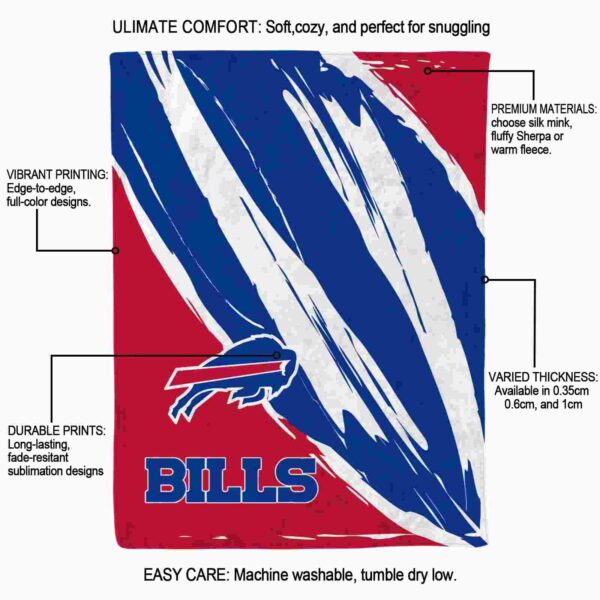 buffalo bills brushstrokes blue white blanket new arrival