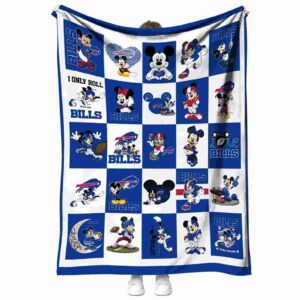 buffalo bills mickey minnie blue white blanket best selling
