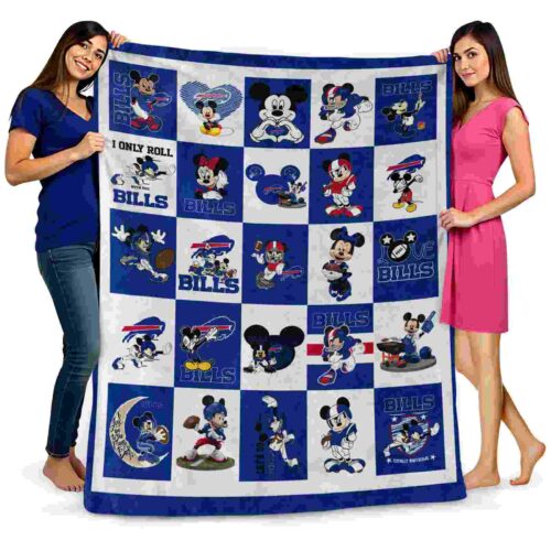 buffalo bills mickey minnie blue white blanket fashion forward
