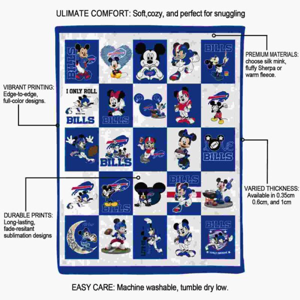 buffalo bills mickey minnie blue white blanket new arrival