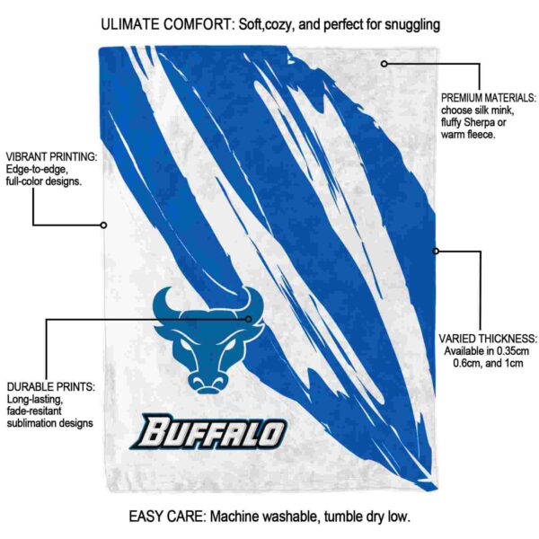 buffalo bulls brushstrokes royal blue white blanket new arrival