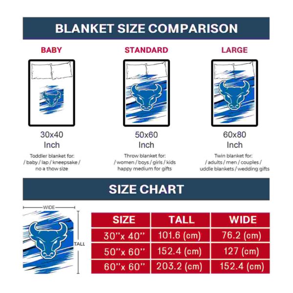 buffalo bulls paint streaks royal blue white blanket trendy