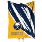 buffalo sabres brushstrokes navy blue white blanket best selling