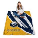 buffalo sabres brushstrokes navy blue white blanket best selling