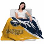 buffalo sabres brushstrokes navy blue white blanket best selling